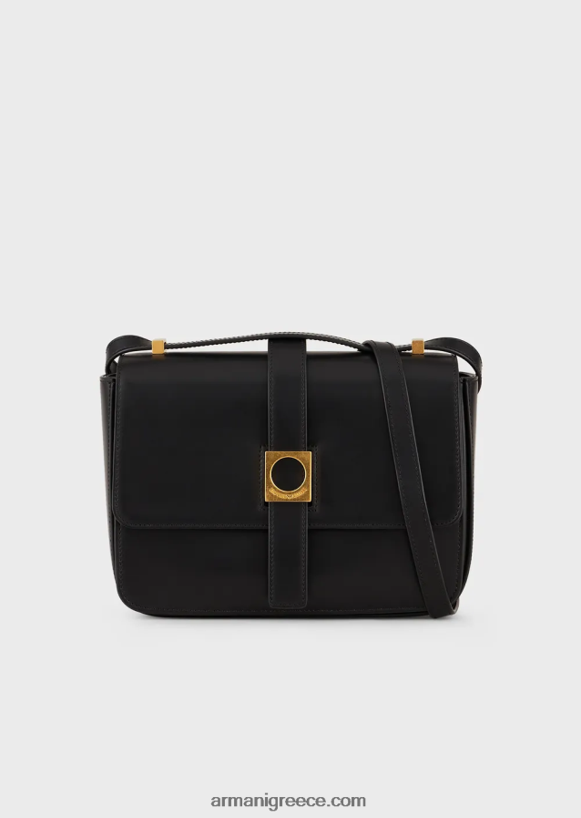 γυναίκες Armani δερμάτινη τσάντα ώμου 4046R6630 μαύρος