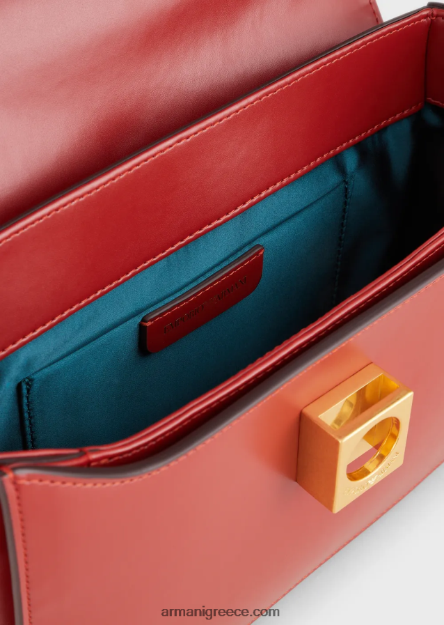 γυναίκες Armani δερμάτινη τσάντα ώμου 4046R6630 μαύρος