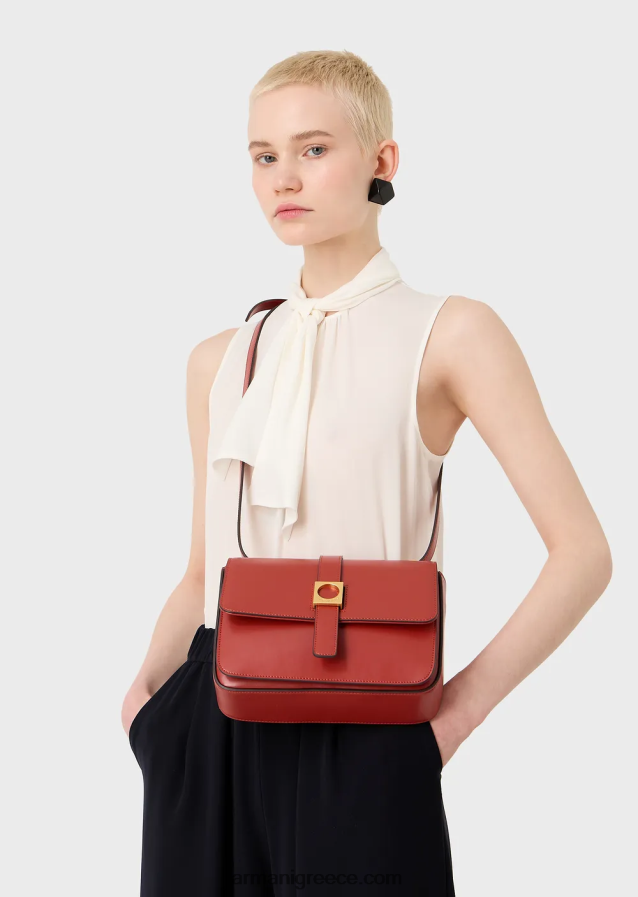 γυναίκες Armani δερμάτινη τσάντα ώμου 4046R6630 μαύρος