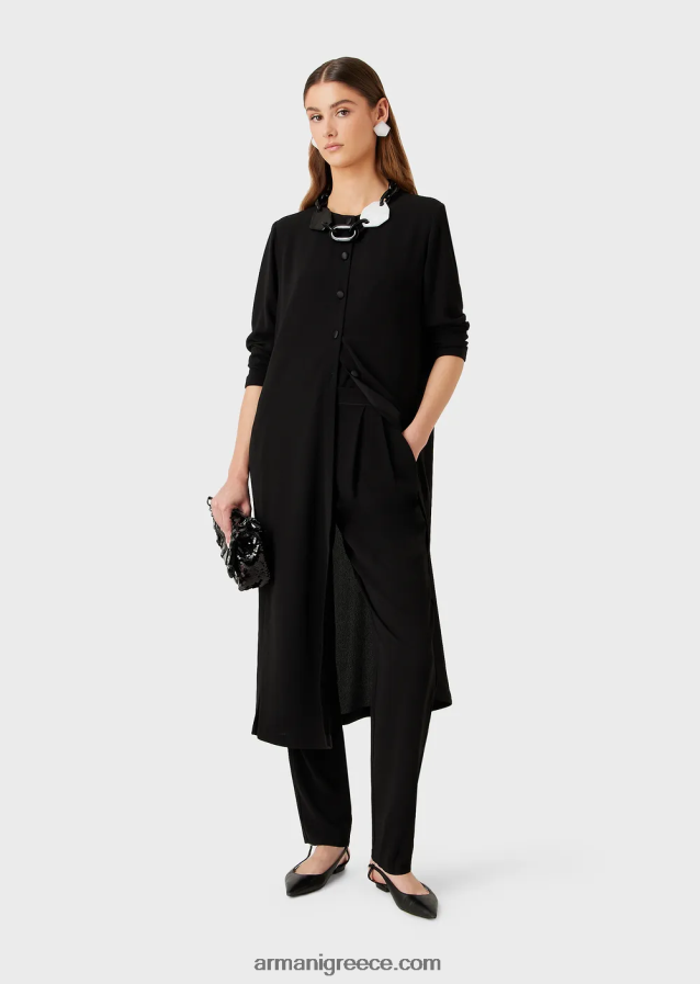 γυναίκες Armani σατέν clutch τσαντάκι με παγιέτες παντού και ιμάντα ώμου 4046R6619 μαύρος