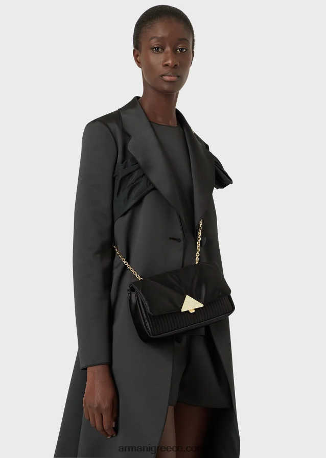 γυναίκες Armani καπιτονέ σατέν clutch τσαντάκι με ιμάντα ώμου 4046R6620 διχρωμία