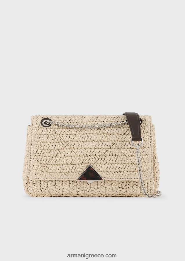 γυναίκες Armani ψάθινη τσάντα ώμου matelasse 4046R6618 μπεζ