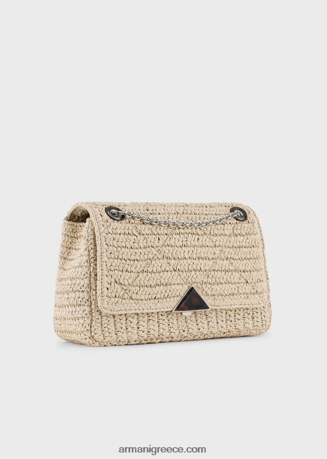 γυναίκες Armani ψάθινη τσάντα ώμου matelasse 4046R6618 μπεζ