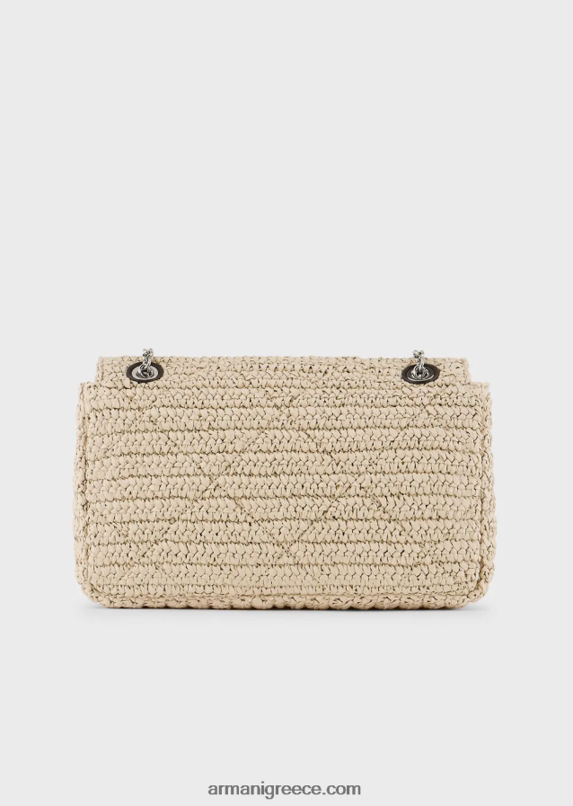 γυναίκες Armani ψάθινη τσάντα ώμου matelasse 4046R6618 μπεζ