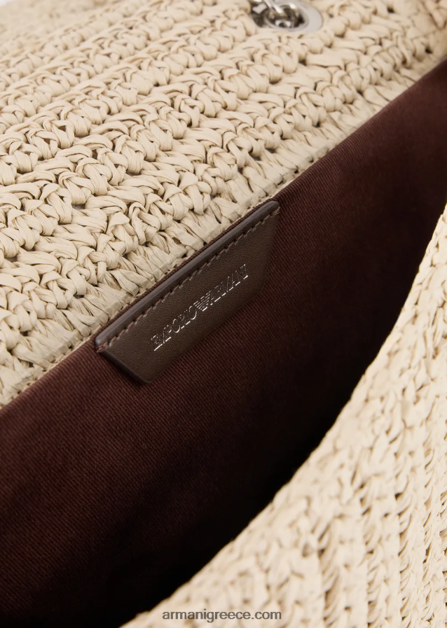 γυναίκες Armani ψάθινη τσάντα ώμου matelasse 4046R6618 μπεζ