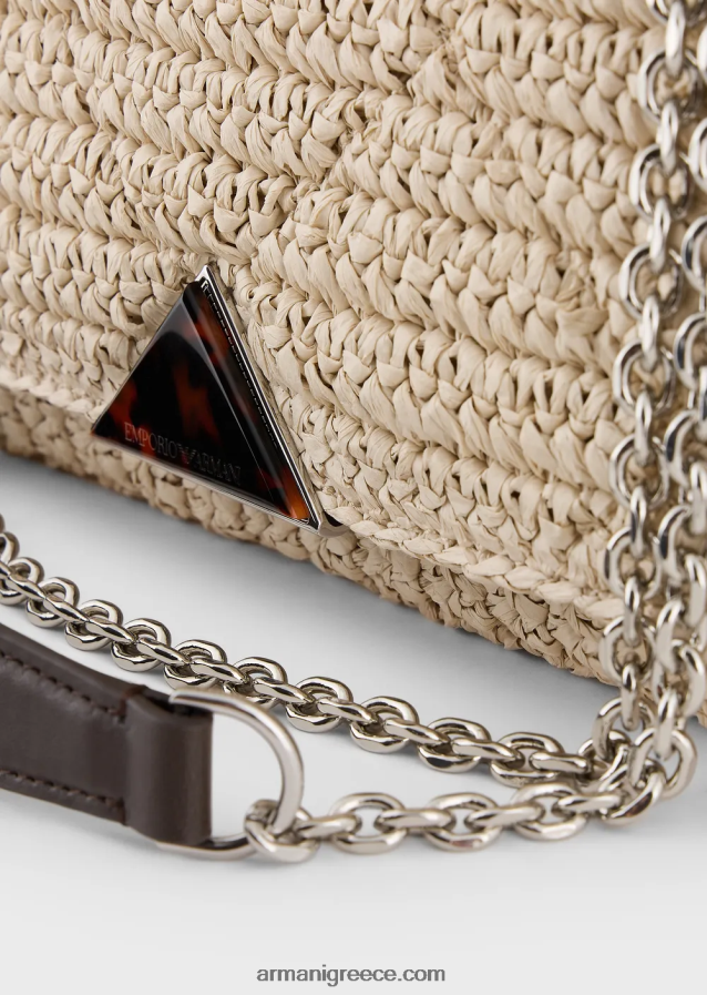 γυναίκες Armani ψάθινη τσάντα ώμου matelasse 4046R6618 μπεζ