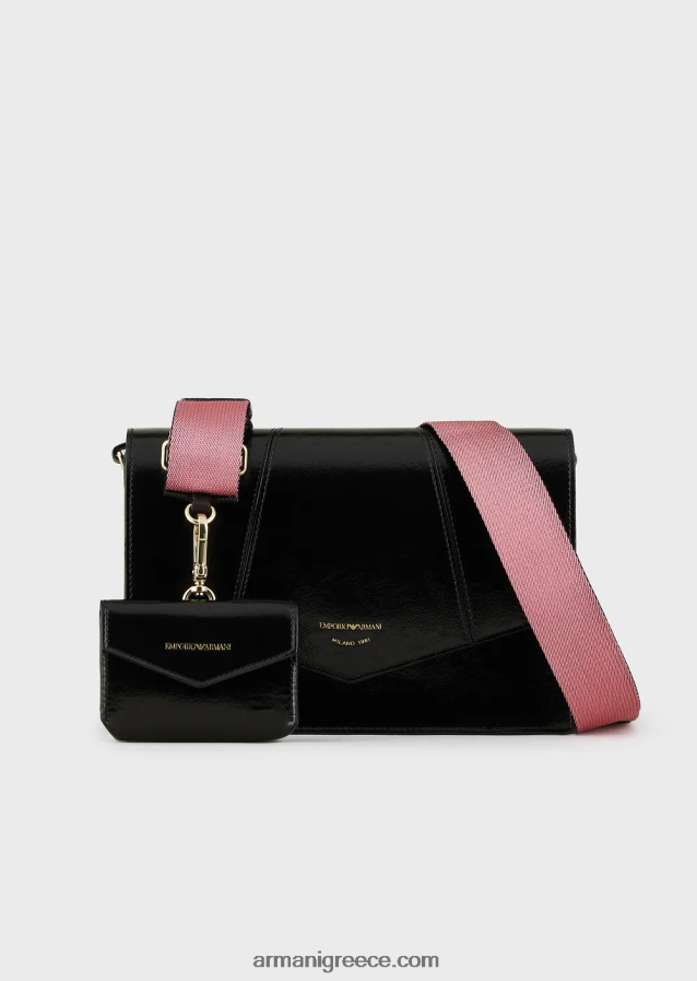 γυναίκες Armani Τσάντα ώμου σε εφέ naplak με θήκη για κάρτες 4046R6612 μαύρος