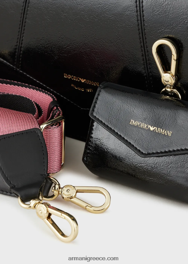 γυναίκες Armani Τσάντα ώμου σε εφέ naplak με θήκη για κάρτες 4046R6612 μαύρος