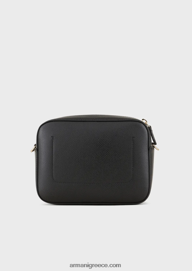 γυναίκες Armani Δερμάτινη θήκη κάμερας palmellato με λουράκι ώμου 4046R6629 μαύρο λογότυπο