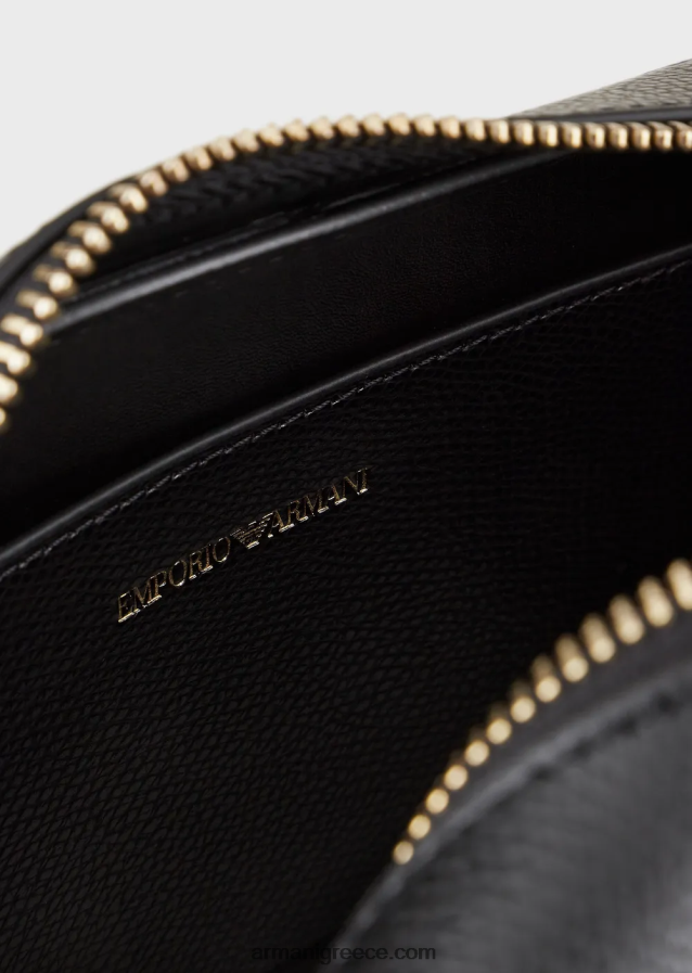 γυναίκες Armani Δερμάτινη θήκη κάμερας palmellato με λουράκι ώμου 4046R6629 μαύρο λογότυπο