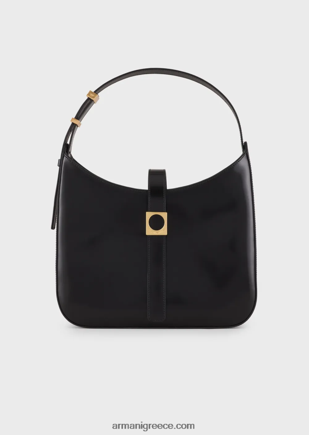 γυναίκες Armani τσάντα hobo από βουρτσισμένο δέρμα 4046R6744 μαύρος