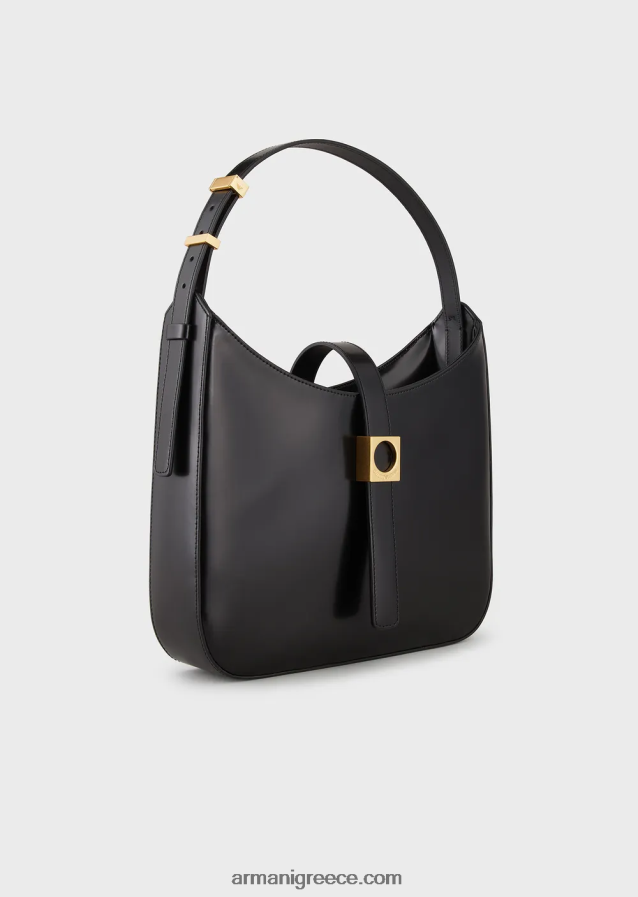 γυναίκες Armani τσάντα hobo από βουρτσισμένο δέρμα 4046R6744 μαύρος