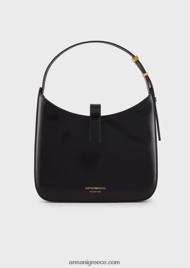 γυναίκες Armani τσάντα hobo από βουρτσισμένο δέρμα 4046R6744 μαύρος