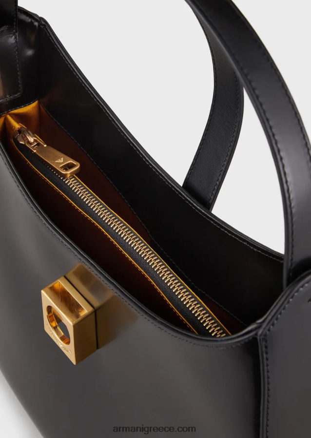 γυναίκες Armani τσάντα hobo από βουρτσισμένο δέρμα 4046R6744 μαύρος