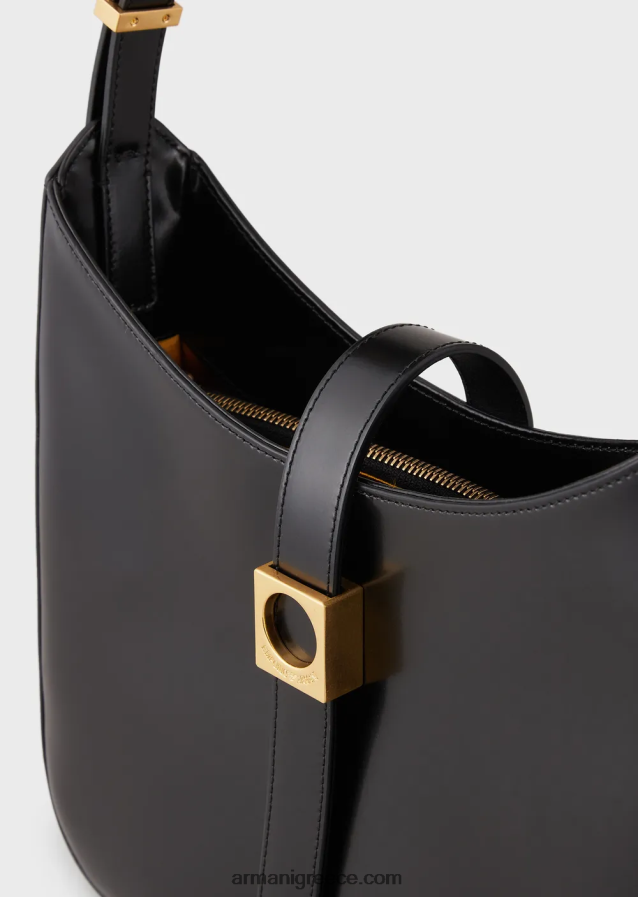 γυναίκες Armani τσάντα hobo από βουρτσισμένο δέρμα 4046R6744 μαύρος