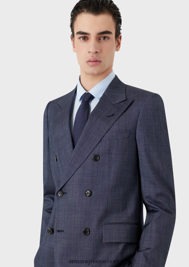 άνδρες Armani γραβάτα ζακάρ ψαροκόκαλο από μετάξι και λινό μείγμα 4046R62136