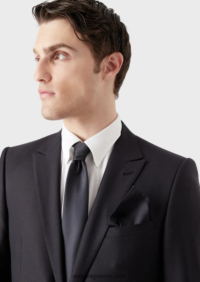 άνδρες Armani Μεταξωτό τετράγωνο τσέπης σε οθωμανικό στυλ 4046R62137 ναυτικό μπλε