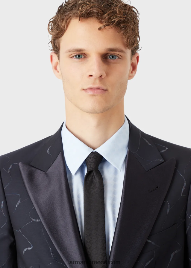 άνδρες Armani μονόγραμμα από καθαρό μετάξι επιταγή ζακάρ γραβάτα 4046R62144