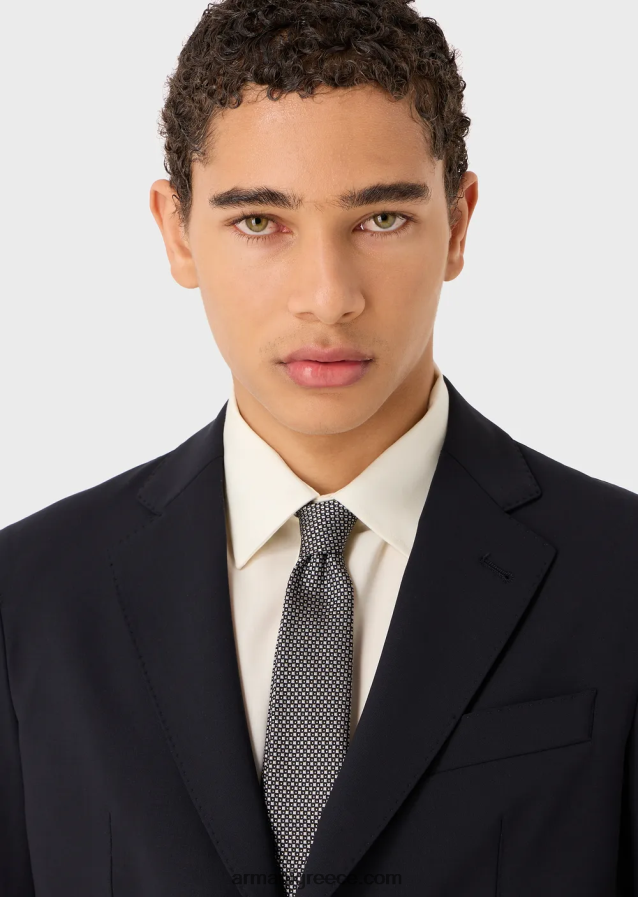 άνδρες Armani γραβάτα καθαρό μεταξωτό με ζακάρ μικρο-μοτίβο 4046R62155 μαύρος