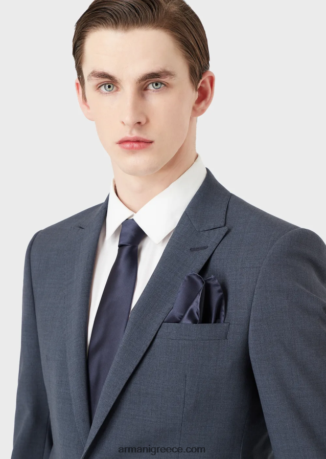 άνδρες Armani καθαρό μεταξωτό τετράγωνο τσέπης με μικρομοτίβο ζακάρ 4046R62156