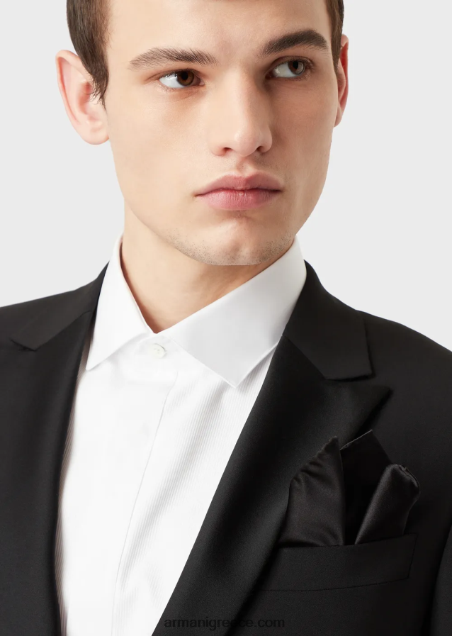 άνδρες Armani καθαρό μεταξωτό τετράγωνο τσέπης με μικρομοτίβο ζακάρ 4046R62157