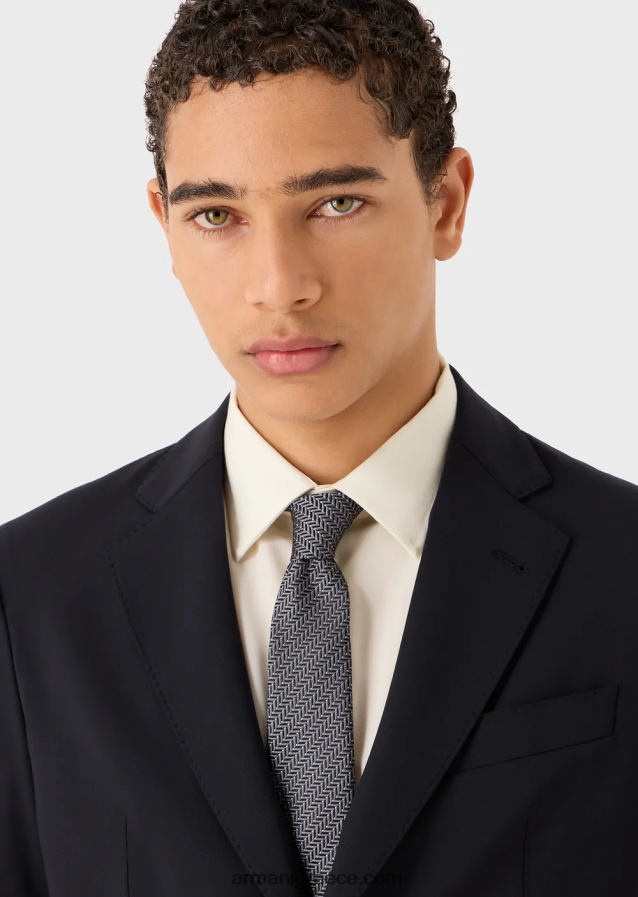 άνδρες Armani δένουν σε δίχρωμο ψαροκόκκαλο από καθαρό μεταξωτό ζακάρ 4046R62161 γκρί