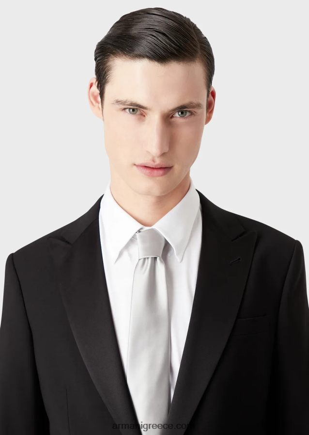 άνδρες Armani καθαρό μεταξωτό δέσιμο 4046R62163 ασήμι