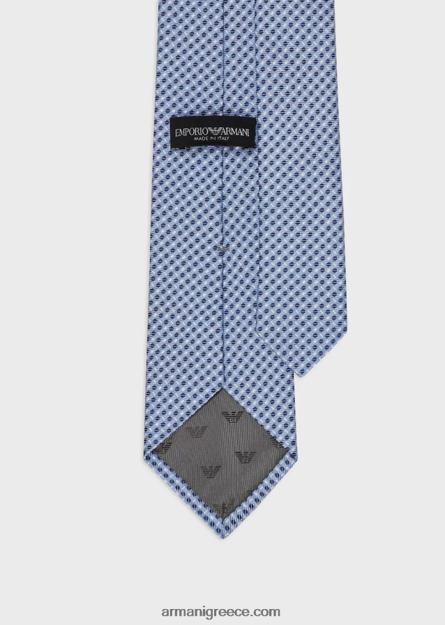 άνδρες Armani γραβάτα καθαρό μεταξωτό με ζακάρ μικρο-μοτίβο 4046R62166 γαλανός