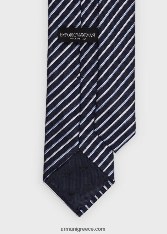 άνδρες Armani ζακάρ γραβάτα από μετάξι και λινό 4046R62171 μεσάνυχτα μπλε