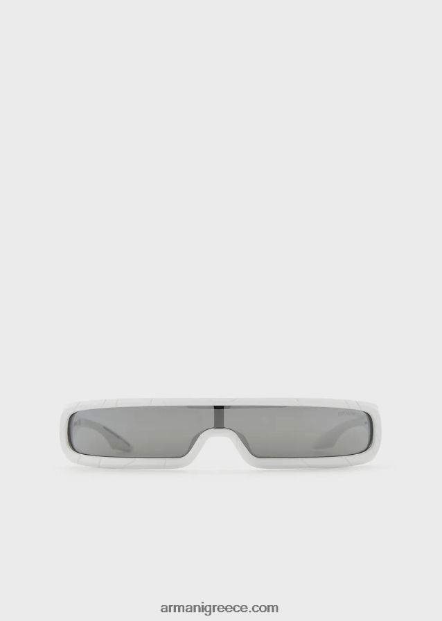 άνδρες Armani ορθογώνια γυαλιά ηλίου 4046R62262 άσπρο