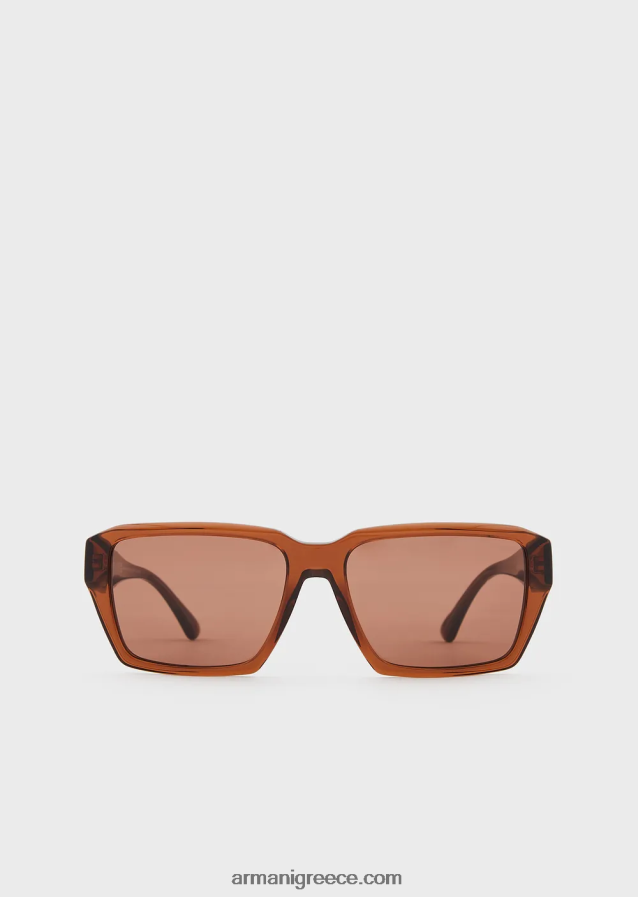 άνδρες Armani ορθογώνια γυαλιά ηλίου 4046R62278 καφέ