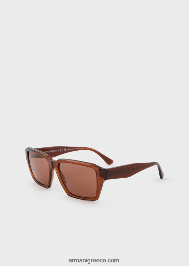 άνδρες Armani ορθογώνια γυαλιά ηλίου 4046R62278 καφέ