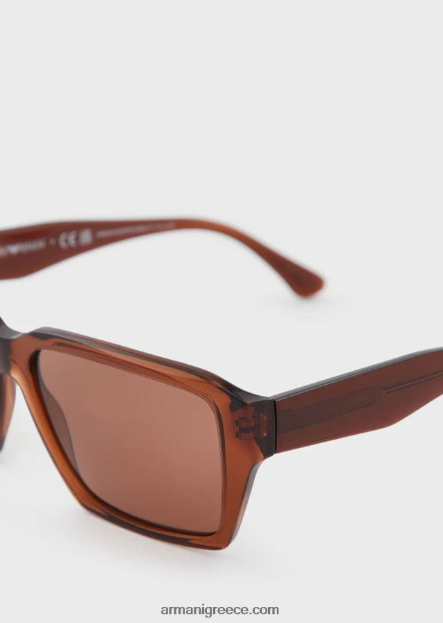 άνδρες Armani ορθογώνια γυαλιά ηλίου 4046R62278 καφέ