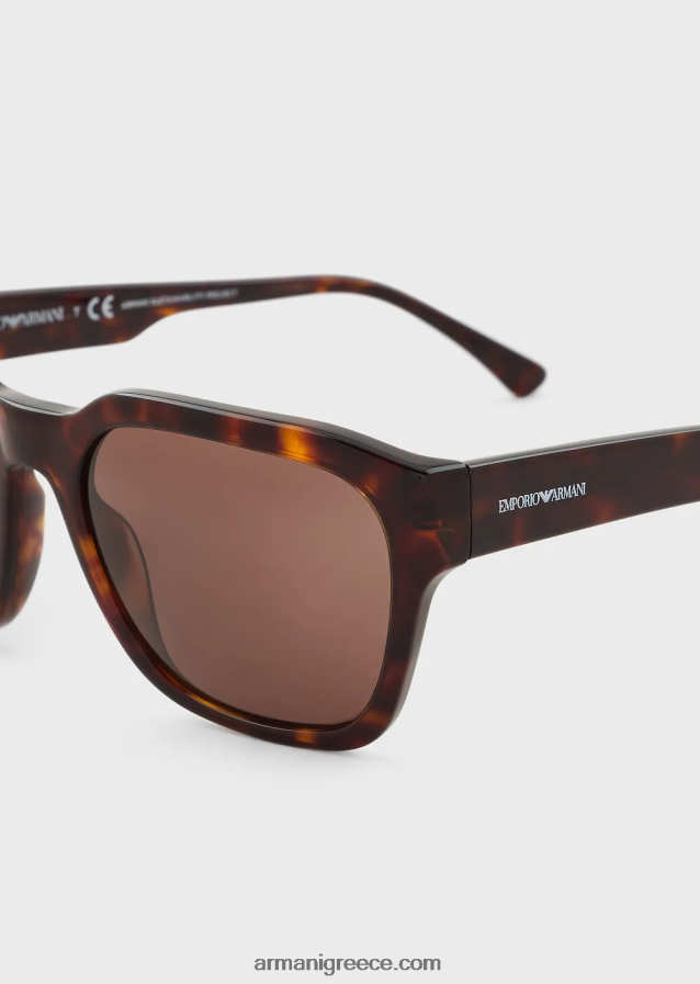 άνδρες Armani τετράγωνα γυαλιά ηλίου 4046R62283 σκούρο καφέ