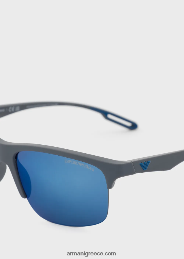 άνδρες Armani ορθογώνια γυαλιά ηλίου 4046R62291 γκρί