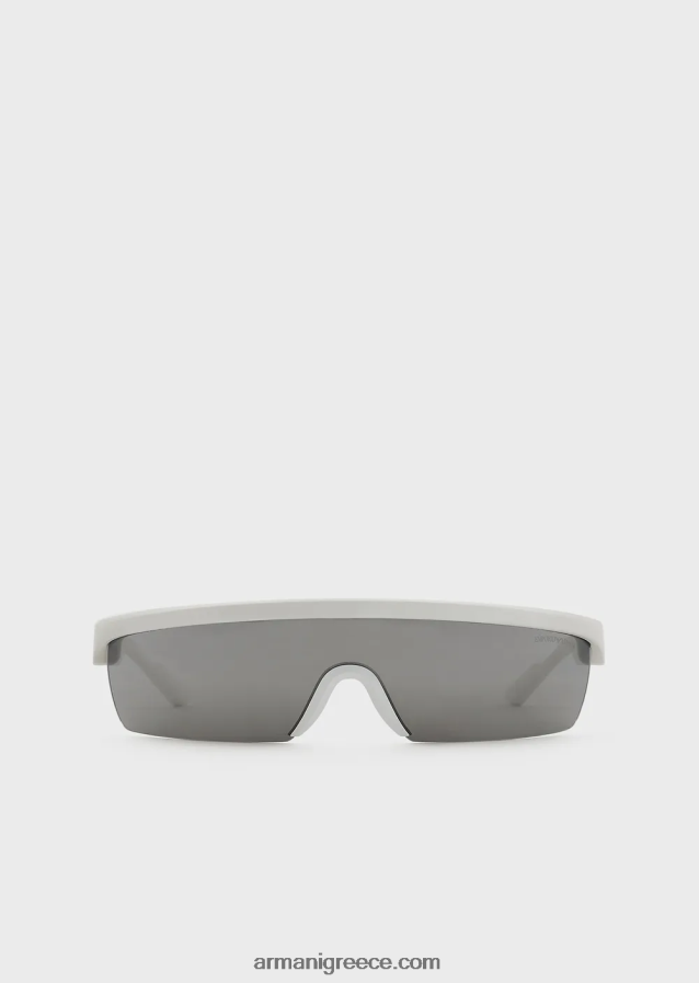 άνδρες Armani ορθογώνια γυαλιά ηλίου με εναλλάξιμους φακούς 4046R62299 άσπρο