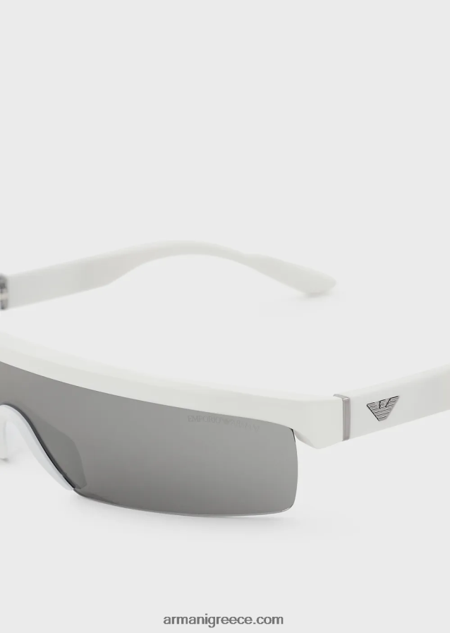 άνδρες Armani ορθογώνια γυαλιά ηλίου με εναλλάξιμους φακούς 4046R62299 άσπρο