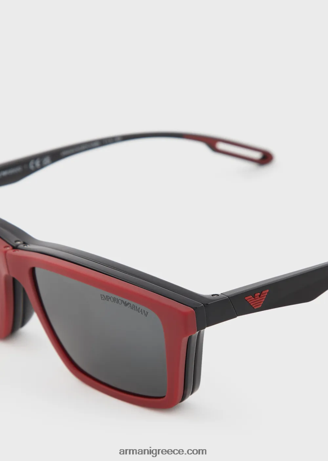 άνδρες Armani ορθογώνια γυαλιά ηλίου με εναλλάξιμους φακούς 4046R62325 μαύρος