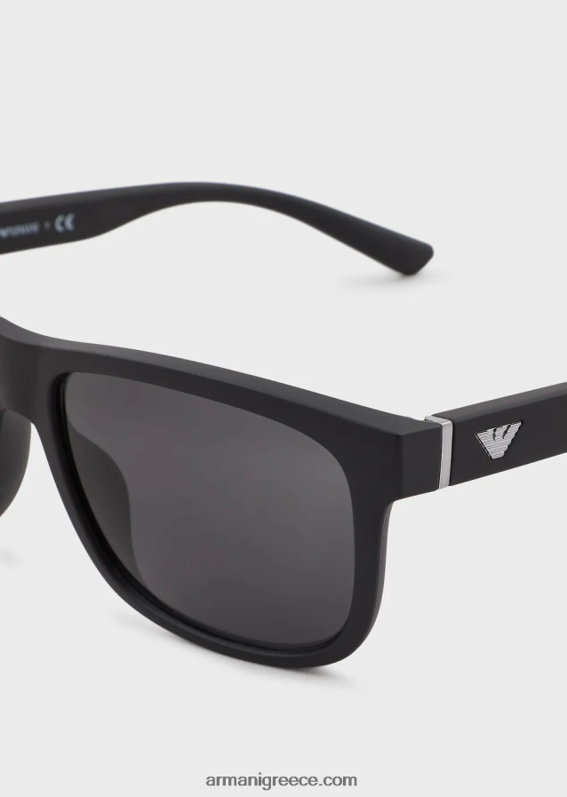 άνδρες Armani ορθογώνια γυαλιά ηλίου με εναλλάξιμους κροτάφους 4046R62329 μαύρος