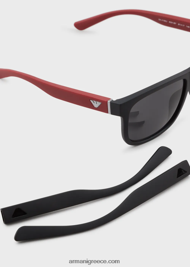 άνδρες Armani ορθογώνια γυαλιά ηλίου με εναλλάξιμους κροτάφους 4046R62329 μαύρος