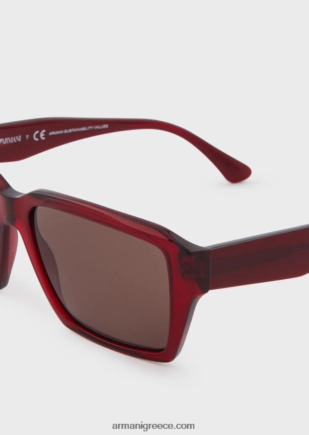 άνδρες Armani ορθογώνια γυαλιά ηλίου 4046R62335 σκούρο καφέ