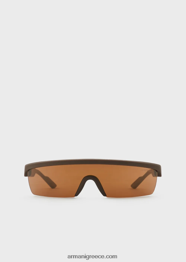 άνδρες Armani ορθογώνια γυαλιά ηλίου με εναλλάξιμους φακούς 4046R62337 καφέ
