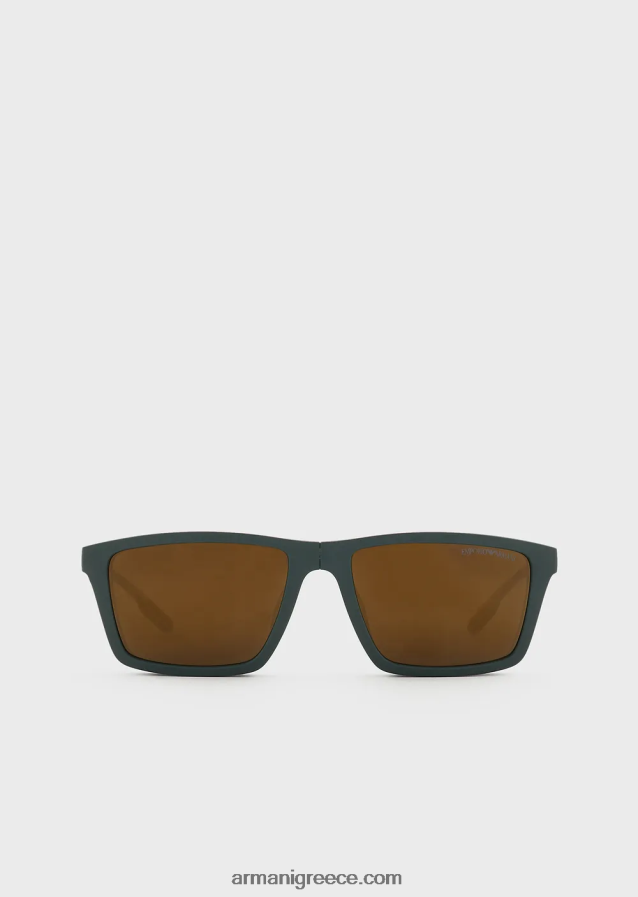 άνδρες Armani ορθογώνια γυαλιά ηλίου με εναλλάξιμους φακούς 4046R62339 πράσινο του δάσους