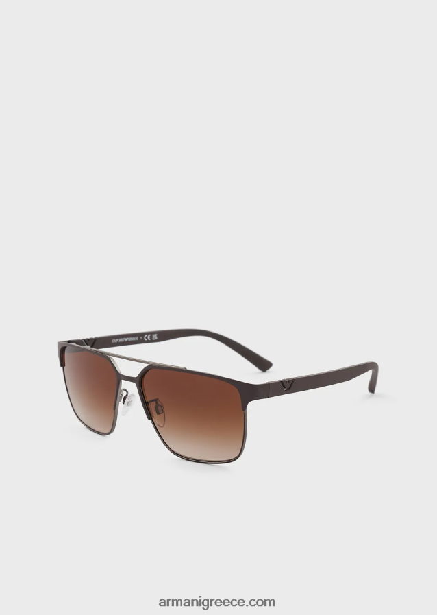 άνδρες Armani τετράγωνα γυαλιά ηλίου 4046R62341 καφέ