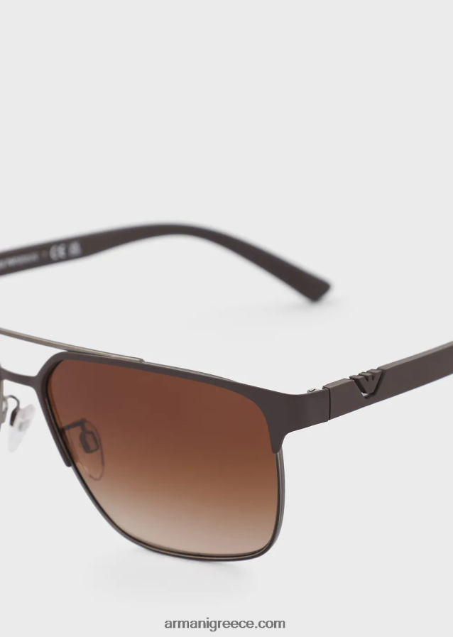 άνδρες Armani τετράγωνα γυαλιά ηλίου 4046R62341 καφέ