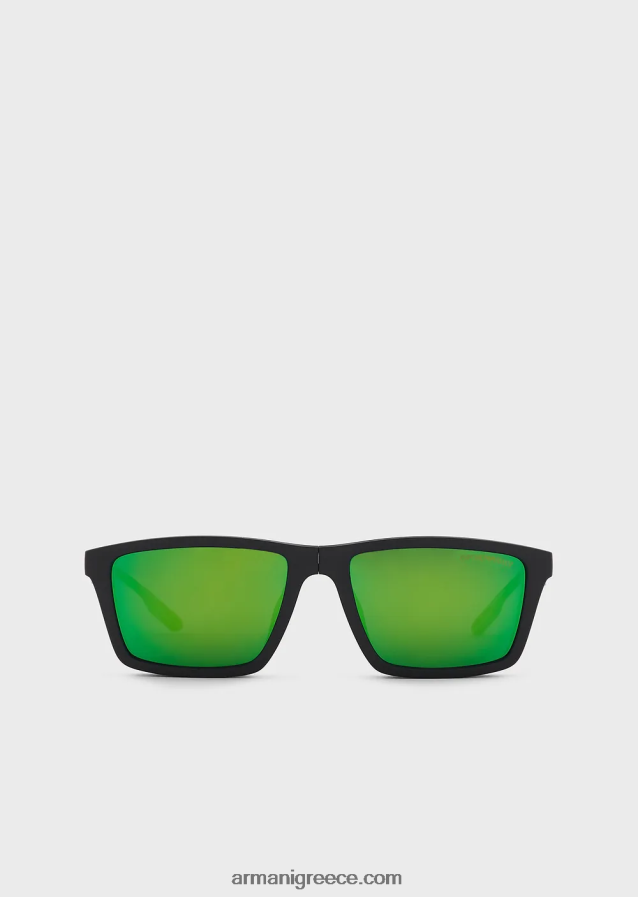 άνδρες Armani ορθογώνια γυαλιά ηλίου με εναλλάξιμους φακούς 4046R62363 μαύρος