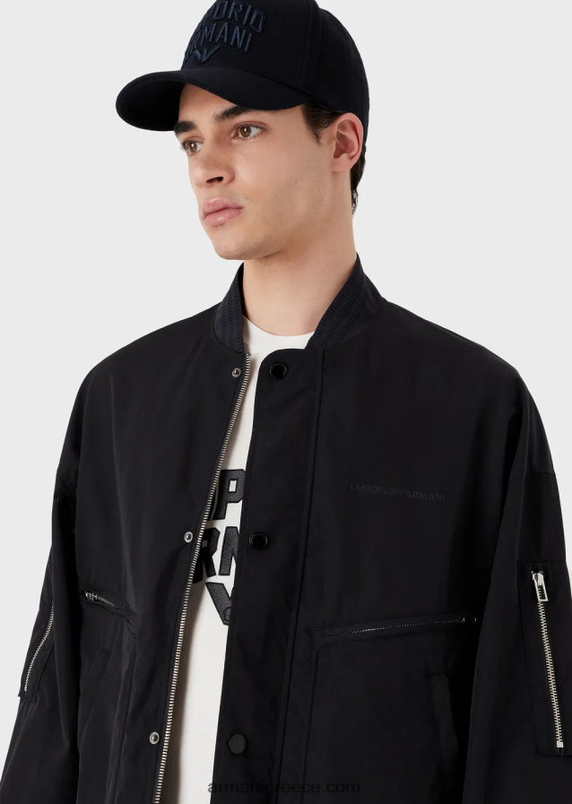 άνδρες Armani καπέλο μπέιζμπολ με ανάγλυφα κεντημένα γράμματα 4046R62034 ναυτικό μπλε