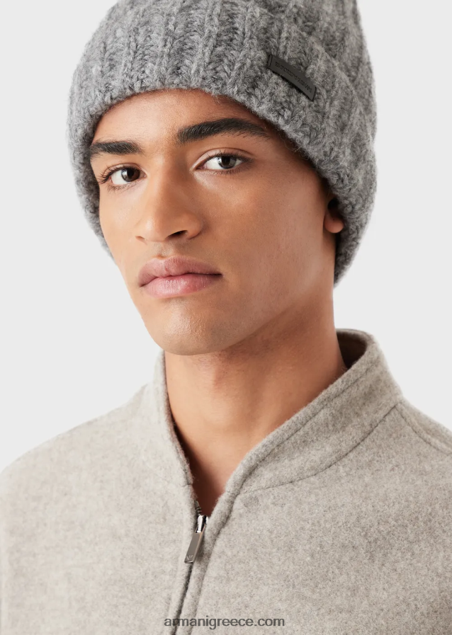 άνδρες Armani Μοχέρ μαλλί με ραβδώσεις μεγάλου μεγέθους 4046R62038