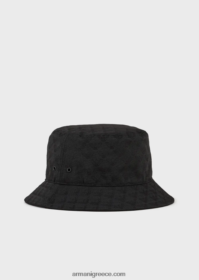 άνδρες Armani αετό ζακάρ κλοσε καπέλο με λουράκι 4046R62041 μαύρος