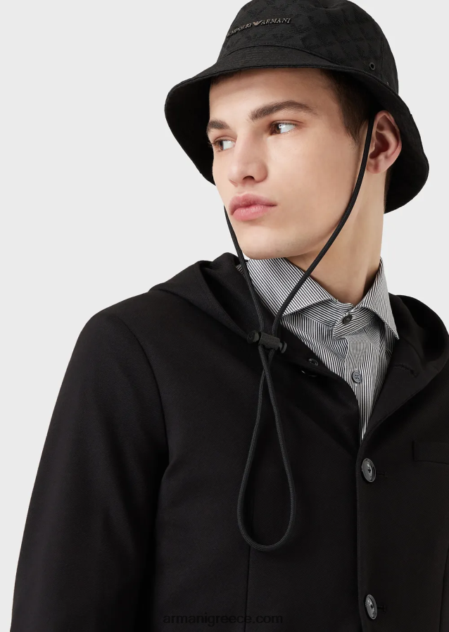 άνδρες Armani αετό ζακάρ κλοσε καπέλο με λουράκι 4046R62041 μαύρος